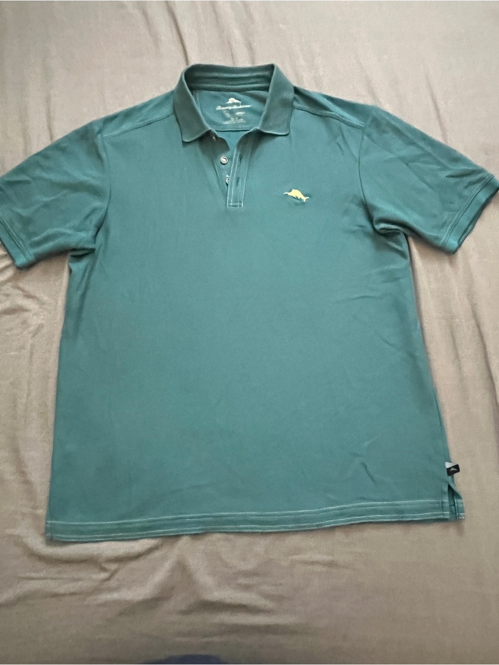 Tommy Bahama Teal Polo with Lime Fish Emblem